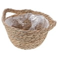 thumbnail image 2 of Cesta de almacenamiento de maceta de lino tejida a mano Contenedor multiusos en maceta Contenedor de almacenamiento con asa doble gruesa (marrón claro), 2 of 6