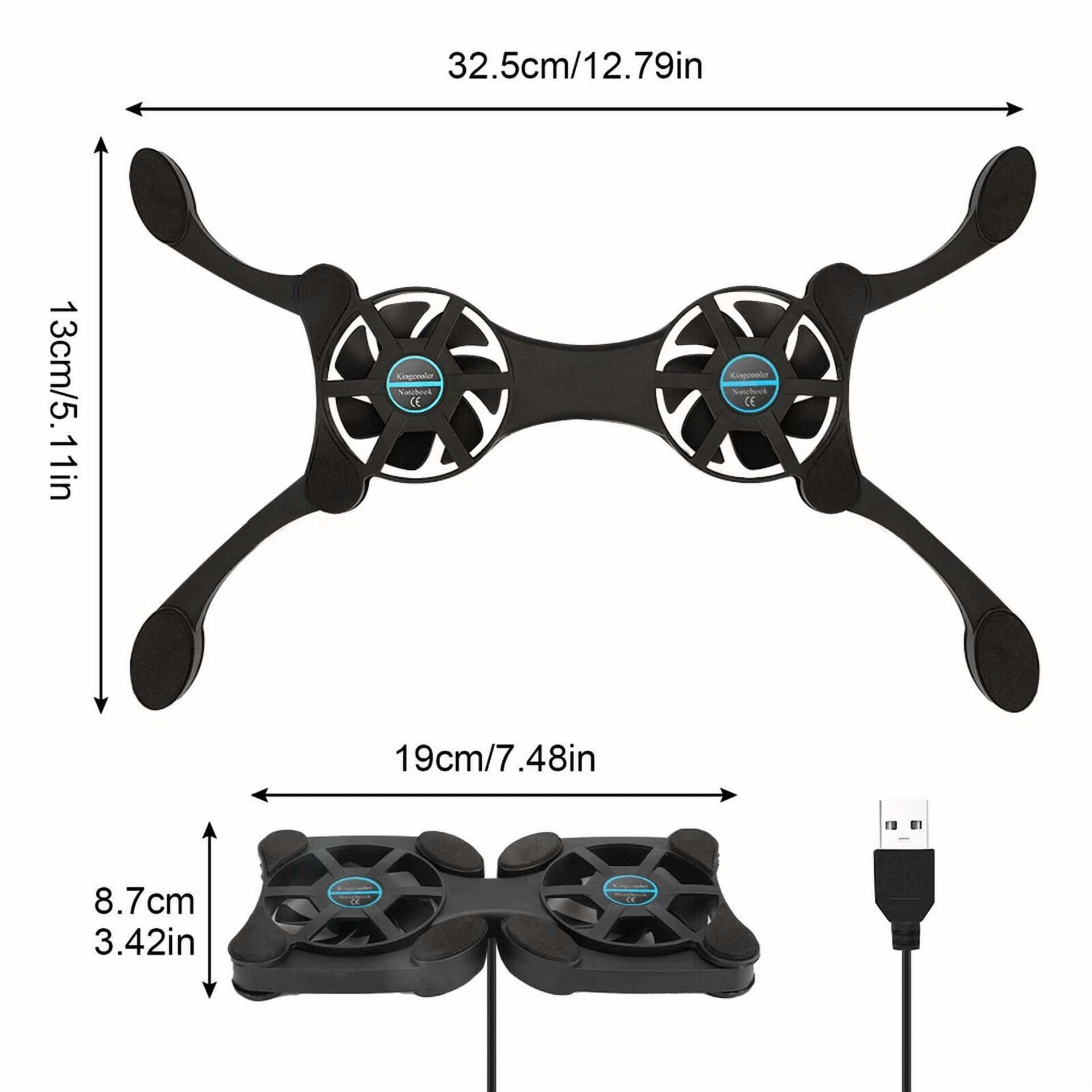 Dual Usb Cooling Fan Pad Foldable Slim Fans Cooler Stand For Laptop Pc Notebook