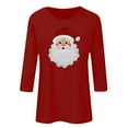 thumbnail image 4 of asdoklhq Christmas Sweatshirts for Women Ladies' Christmas Round Neck 3/4 Sleeve T-shirt Shirt Red L, 4 of 4