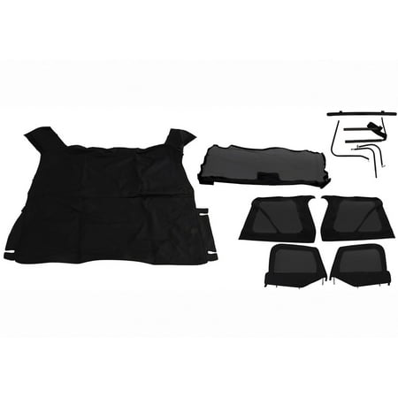 Rampage by RealTruck Complete Soft Top | Vinyl, Black Diamond Color with Tinted Windows, includes Frame & Hardware | 68535 | Compatible with 1997 - 2006 Jeep Wrangler TJ, with Soft Upper Doors