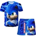 thumbnail image 3 of Traje de camiseta Sonic 4-14T Traje de verano para niños y niñas con estampado 3D de Sonic Traje de patrón de camisetas de manga corta para niños, 3 of 5