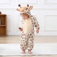 thumbnail image 5 of Toddler Kids Boys Girls Cute Fleece Romper Jumpsuit Teens Long Sleeve Thermal Outfit With Pocket Girls Soft Zipper Hooded Bodysuit Spring Comfortable Outwear Onesie Khaki 25-30 Months, 5 of 7