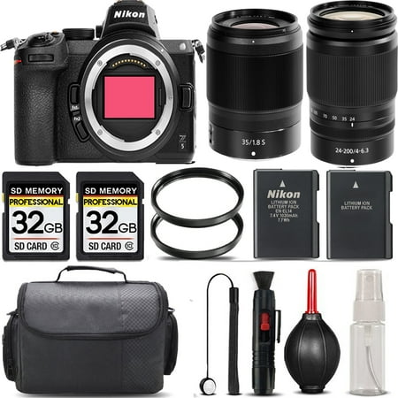 Nikon Z5 Mirrorless with 24-200mm f/4-6.3 VR Lens + 35mm f/1.8 S Lens + 64GB Storage + UV Filter + Backup Battery + Case + Cleaning Kit - International Version