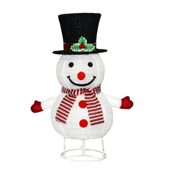 HaoXun Foldable Telescopic LED Snowman with Base - 28in Outdoor Waterproof Christmas Decoration Light for Holiday Home Party Decor