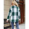 thumbnail image 3 of 2022 New Womens Flannel Shacket Jacket Casual Plaid Wool Blend Button Down Long Sleeve Shirt with Pockets Fall Clothes Outfits, 3 of 6