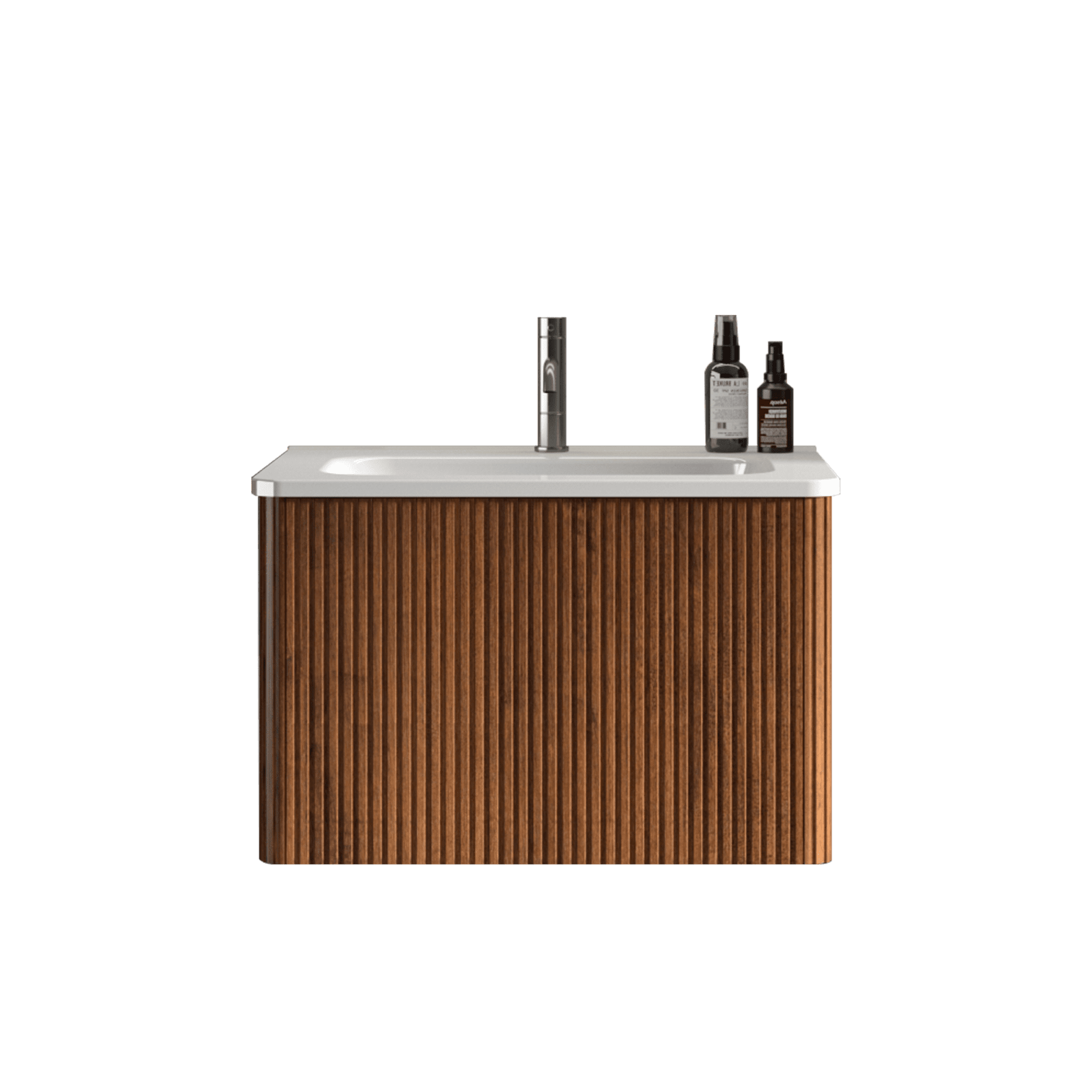Integrated White Ceramic Bathroom Sink with Glossy Non-Porous Surface, Universal Vanity or Wall-Mount Installation, Easy-Clean Design, Space-Saving Basin, Drain and Faucet Excluded