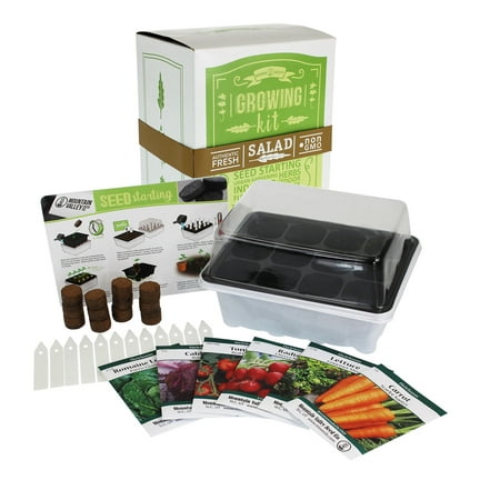 Salad & Vegetable Garden Seed Starter - Basic Kit - 6 Non-GMO Varieties - Gardening Starter Kit - Seeds: Mixed Lettuce Greens, Radish, Carrot, Tomato, Cabbage & (Best Starter Garden Vegetables)