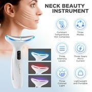 Microcurrent Neck & Face Massager – 3 LED Light Therapy, Vibration & Heat – Portable Skin Lifting & Firming Device for Neck, Chin & Jawline