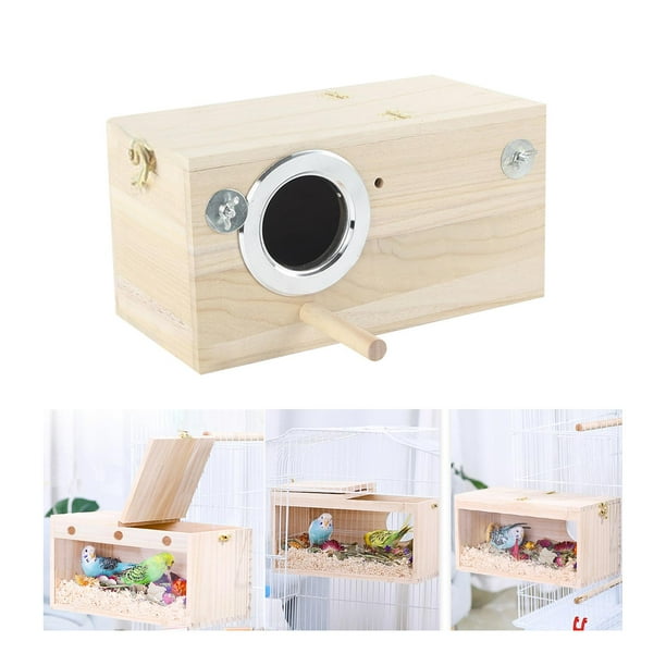 Nido de loros de madera Caja de cría de pájaros Casa de incubación de loros Conveniente para pájaros pequeños y medianos Manténgase alejado Apertura Izquierda Macarena Pajarera al aire libre