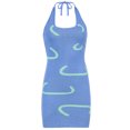thumbnail image 1 of Kmbangi Halterneck Dress Summer Sleeveless Printed U-shaped Neck One-piece, 1 of 5