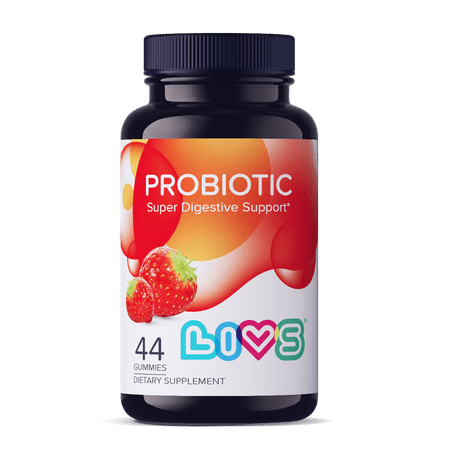LIVS Probiotic Gummies – 5 Billion CFU Bacillus Coagulans – Gut Health & Mood Support – Vegan, Natural Strawberry Flavor – 44 Gummies