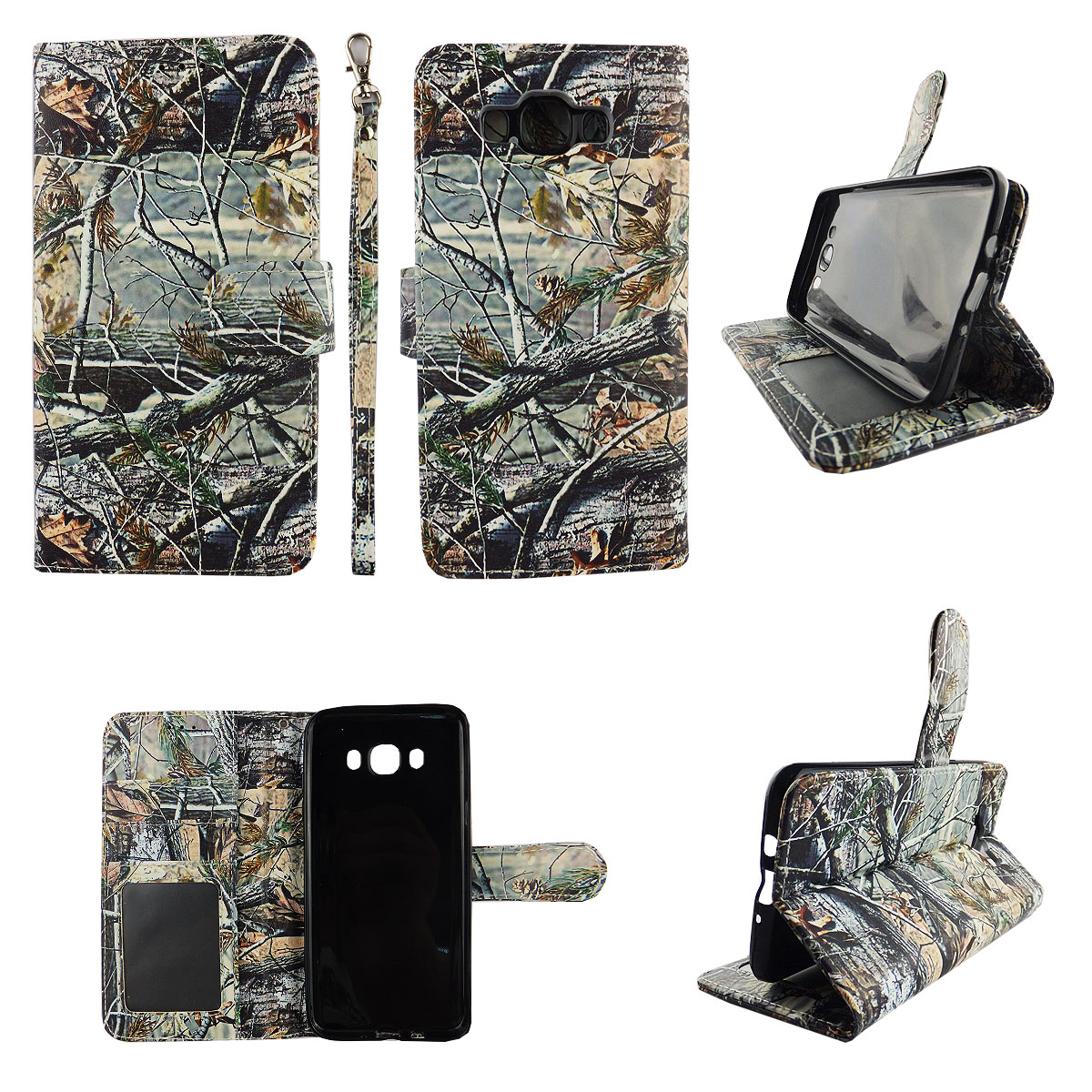 Camo Cone Wallet Folio Case for Samsung Galaxy J7 2016 Fashion Flip PU
