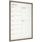 Gallery Solutions 24" x 30" Weekly Priority Dry Erase Whiteboard Calendar, Gray