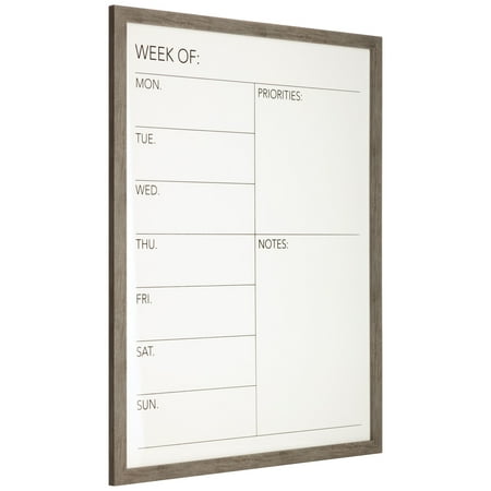 Gallery Solutions 24" x 30" Weekly Priority Dry Erase Whiteboard Calendar, Gray