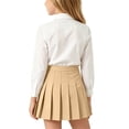 thumbnail image 5 of Girls 2-Piece Preppy School Uniform Set, White Long Sleeve Button-Down Shirt & Pleated Skirt with Liner, 3-15Y Kids Casual Outfit for Back to School Khaki 7 Years, 5 of 9