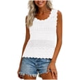thumbnail image 2 of Avrnliq Womens Sleeveless Crochet Knit Top, Lightweight Stretchy Scalloped Edge Fitted Tank Top, White Summer Casual Wear,Size L, 2 of 8