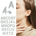 thumbnail image 3 of Silvora Sterling Silver Initial Stud Earrings for Women CZ Simulated Diamond Fashion Alphabet Letter Earring Birthday Christmas Valentines Jewelry Gift, B, 3 of 8