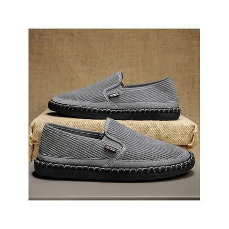 

Colisha Mens Flats Classic Walking Shoes Slip On Loafers Outdoor Fashion Loafer Comfort Cloth Shoe Gray 8