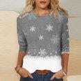 thumbnail image 1 of Sharpies Hauts pour Femmes Tendance, Mode Femme Décontractée Blouse à Col Rond Imprimée, T-Shirt à Manches 3/4, Hauts d'Été/gris, (m), 1 of 5