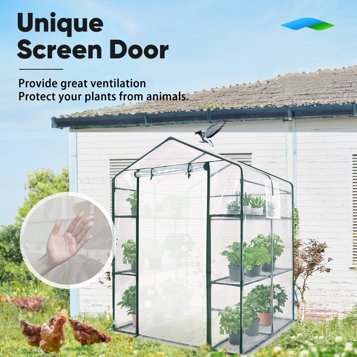 Quictent Mini Greenhouse 56"x56"x77" Walk-in Greenhouse, Transparent PVC Cover, 12 Shelves
