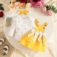 thumbnail image 4 of Ulitacool Girls Outfits Long Sleeve Crewneck Graphic Prints T Shirts Suspender Skirts Handsome Infant Playsuit 9-12 Months Yellow, 4 of 9