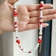thumbnail image 4 of Collar de fresa roja, gargantilla de perlas doradas, collares para mujer, collar de cuentas, collar de cuentas rosas para niñas adolescentes ER, 4 of 5