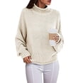 thumbnail image 4 of Fall Sweaters for Women Thick Thread High Neck Sweaters Fashion Solid Color Fall Long Sleeve Pullovers Top Winter Clothes, 4 of 4