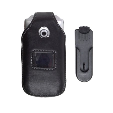 Sony Ericsson Dock - Swivel Clip Leather Case for Sony Ericsson W300 Z530 - Black