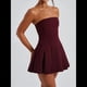 thumbnail image 5 of Vestido Corto Ajustado de Corte A Sin Mangas, Sexy, con Pliegues y Sin Tirantes para Mujer, Estilo Y2K Vino Tinto XL, 5 of 8