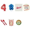 Baseball Party Supplies Party Pack For 16 With Red #4 Balloon