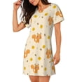 thumbnail image 2 of Daiia Squirrel And Leaves Print Women's Nightshirt Soft Nightgowns for Women Short Sleeve dress Short-sleeved Sleepwear, 2 of 6