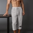 thumbnail image 4 of Men's Lightweight Long Beach Shorts Striped Textured Quick Dry Below Knee 3/4 Capri Pants with Pockets for Workout Running Training Summer Big and Tall Size S-4XL Gray, 4 of 8