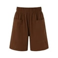 thumbnail image 4 of Charmgo Womens Shorts Clearance, Womens Cotton High Elastic Waist Pleated Ruffle Cute Shorts Beach Flowy Casual Shorts High Waist Drawstring Running Shorts for Women, Capri Pants for Women Brown, 4 of 5