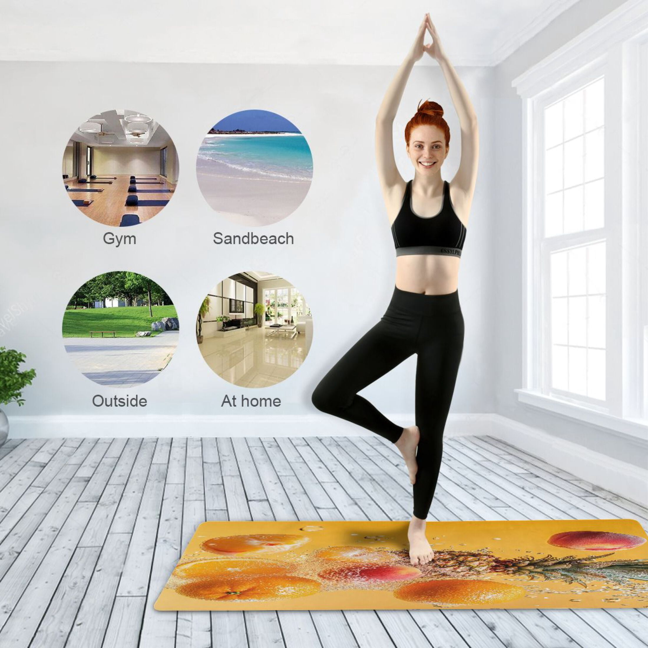 BZSMCE Yoga Mat Women Fruits Splashing in Water Fitness Mat