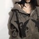 thumbnail image 4 of Chaqueta con capucha con estampado de Ángel Retro Para hombre y mujer, abrigo de manga larga con cremallera y bolsillo, ropa de calle de gran tamaño, estética Y2K, Otoño e Invierno, 4 of 5