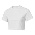 thumbnail image 4 of XIAONU Mens Solid Cropped Short Sleeve Tees Crew Neck Cropped Tops Slim Fit Street Tees, 4 of 4