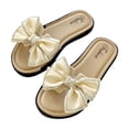 thumbnail image 2 of Bixock Toddler Girls Sandals Summer With Pearl Bow Solid Color Soft Sole Non Slide Indoor Outdoor Toddler Sandals Beach Shoes, 2 of 7