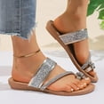 thumbnail image 2 of LOVZFMLL Sandals for Women 2025 Fashion Ring Toe Glitter Flat Flip Flops Thong Casual Slip On Open Toe Slides Sandals for Summer Beach Vacation Outdoor Silver 5.5, 2 of 9