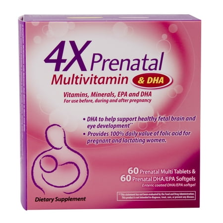 4X prénatale de multivitamines, 120 Ct