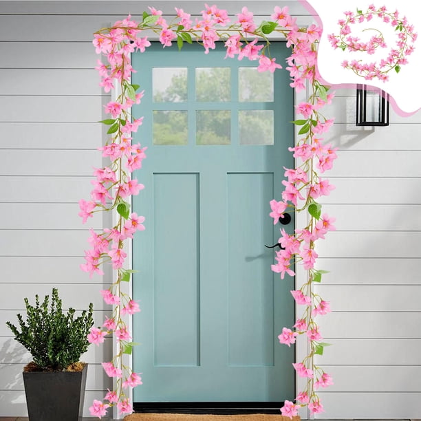 Guirnalda de Flores Artificiales, Enredadera Colgante, Adorno Floral con Follaje, 185cm, para Decoración del Hogar, Bodas y Oficinas