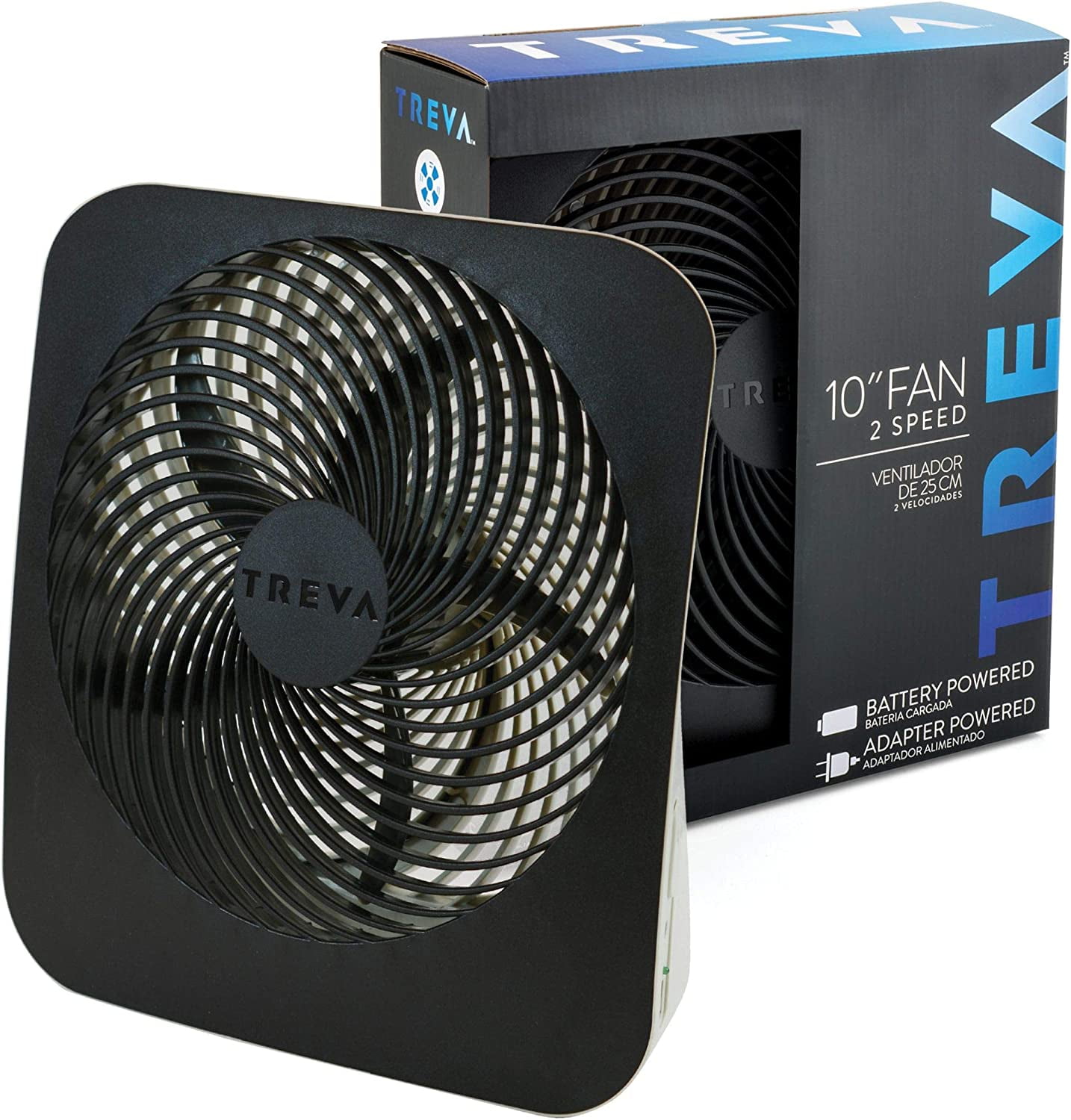 Treva 10-Inch 2-Speed Battery Operated Portable Electric Household Fan