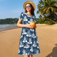 thumbnail image 4 of Easygdp Snow Penguin para Vestido Transpirable de Mujer, Vestido Suelto de Manga Corta con Pliegues y Bolsillos para el Verano, 4 of 6