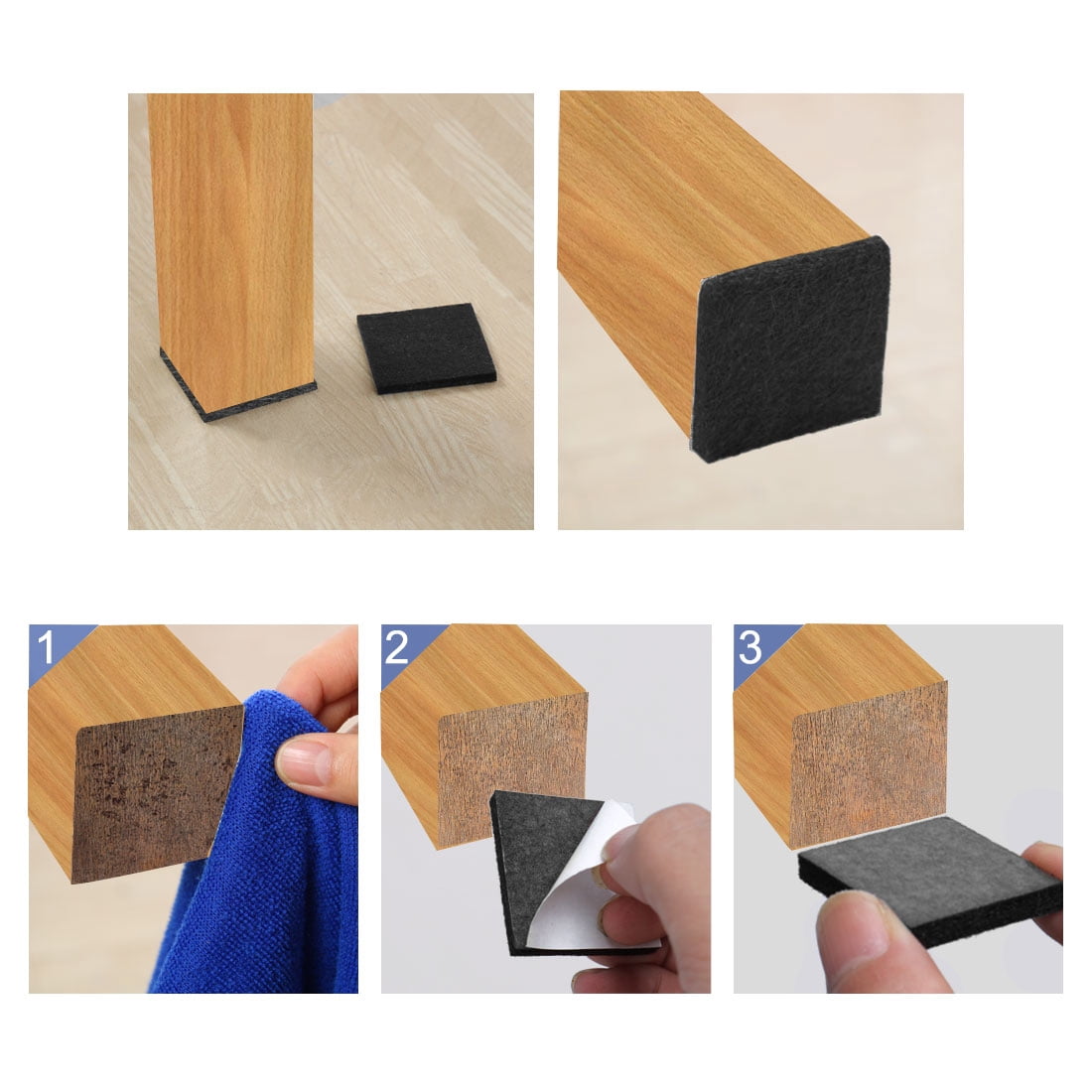 Unique Bargains 16pcs Furniture Felt Pads Self-stick Non Slip Anti-scratch Floor Protector