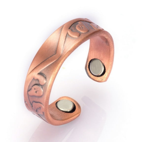 Metaljc Magnetic Pure Copper Open Cuff Ring for Women, Adjustable Copper Jewelry, Gift for Wife