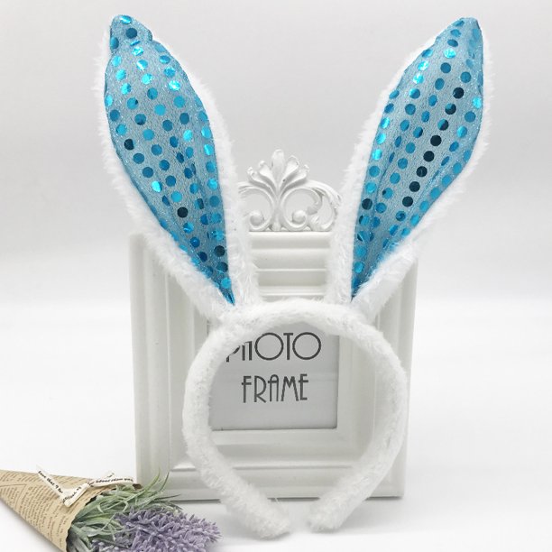Diadema de conejo de peluche navideño para fiesta de Halloween, discoteca, con orejas de conejo de alambre, joyería para la cabeza