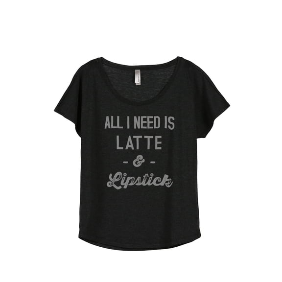 Thread Tank Lipstick and Latte Women's Relaxed Slouchy Dolman T-Shirt Tee Heather Black Large