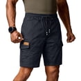 thumbnail image 2 of Men's Olive Green Cargo Shorts With Side Pockets And Drawstring Waist Featuring Relaxed Fit Cuts For Summer Outdoor Work Dark Gray L, 2 of 7