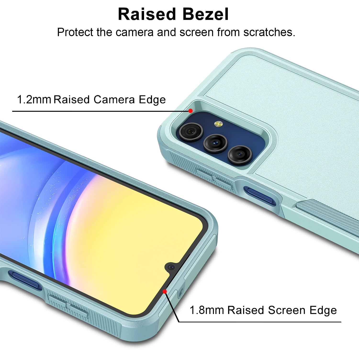 For Samsung Galaxy A15 5G Phone Case, Ebizware Shockproof Case Military Grade Heavy Duty Full Body Protection Rugged Cover for Galaxy A15 5G, Mint Green