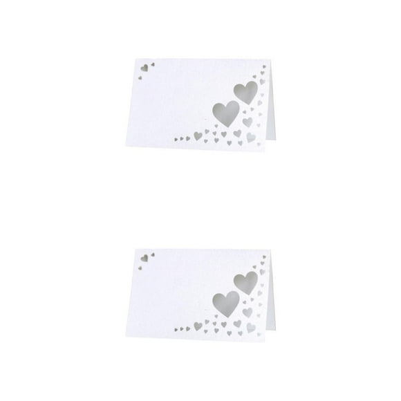 Billuyoard 50 paquete/lote personalizar decoraciones de con corazón hueco nombre lugar tarjetas boda nombre tarjetas blanco blanco 2Conjunto