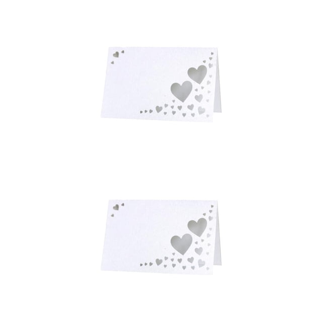 Baohd 50pcs/set Memorable Experience With Heart Hollow Name Place Cards Heart Hollowed Table Namecard white 2Set
